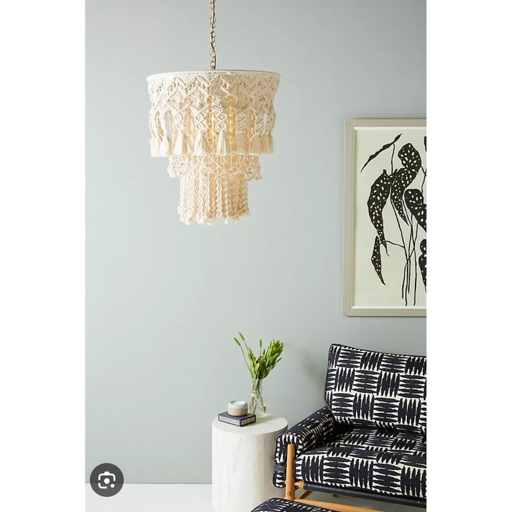 NEW Anthropologie Lana‎ Macrame Chandelier  Light Ceiling Fixture